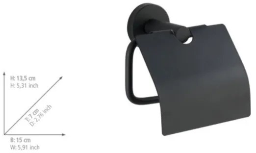 WENKO 24241100-Portarotolo per carta igienica BOSIO BLACK 15x13,5 cm acciaio inox/argento