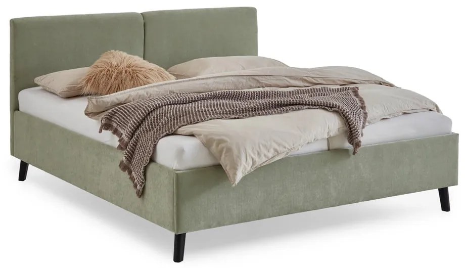 Letto matrimoniale imbottito verde chiaro con rete inclusa 180x200 cm Piano – Meise Möbel