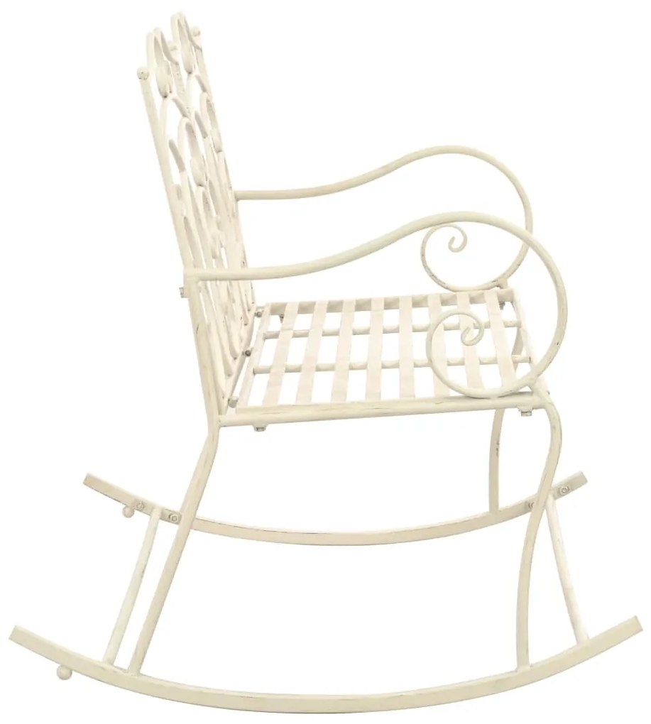Panchina da giardino 104 cm in ferro bianco anticato