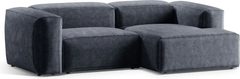 Divano angolare blu polveroso (con penisola a destra/con chaise lounge) con rivestimento in velluto a coste Bergamo – Cosmopolitan Design