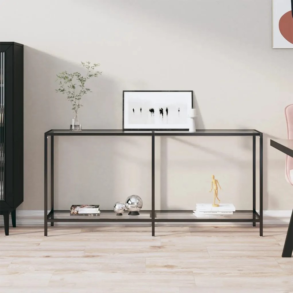 Tavolo Consolle Trasparente 160x35x75,5 Cm İn Vetro Temperato /