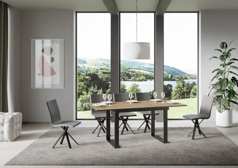 Tavolo Allungabile Bandos 120 e 160 cm - Design Industriale, 90x120/180 cm Bandos / Quercia Natura