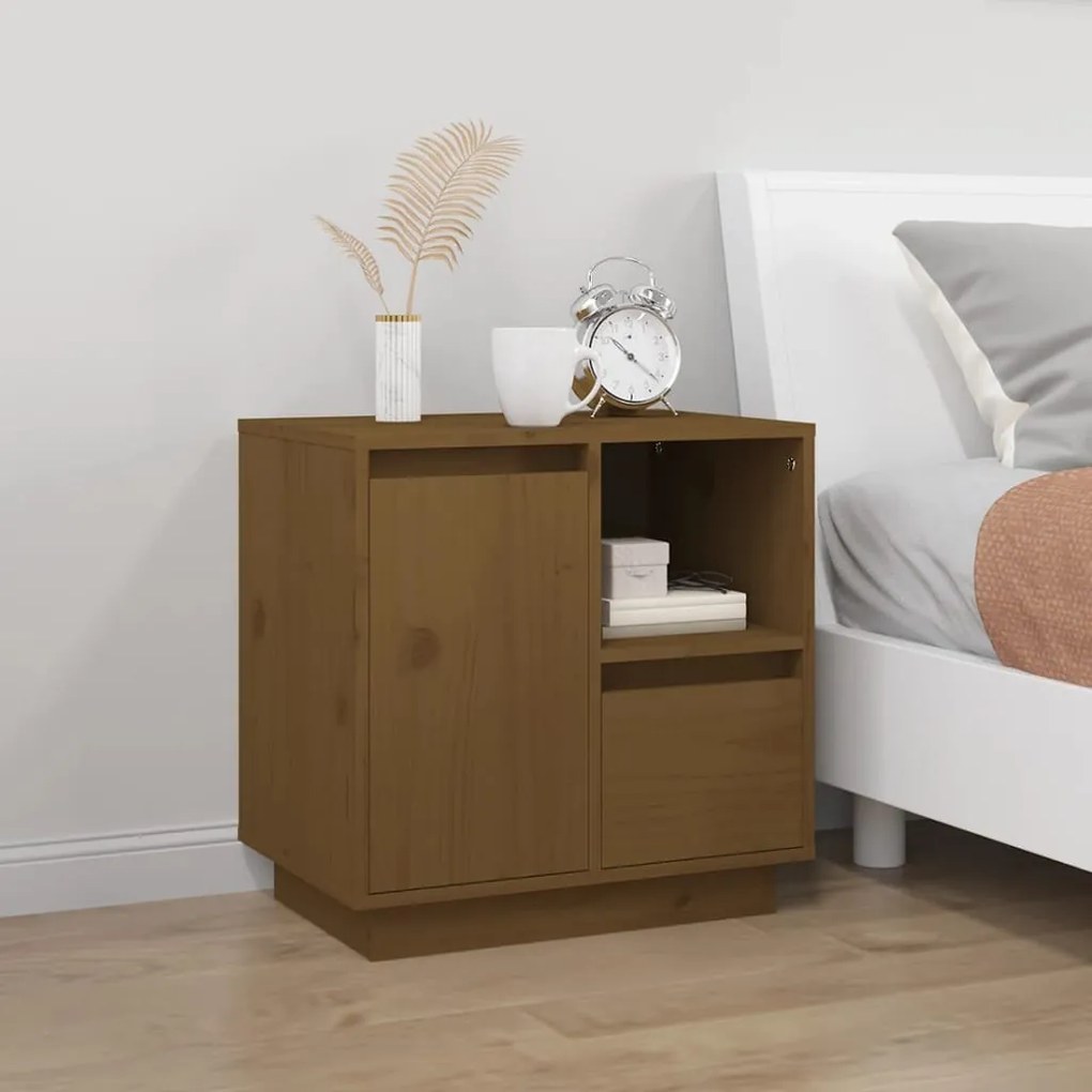 Comodino Ambra 50x34x50 Cm İn Legno Massello Di Pino /