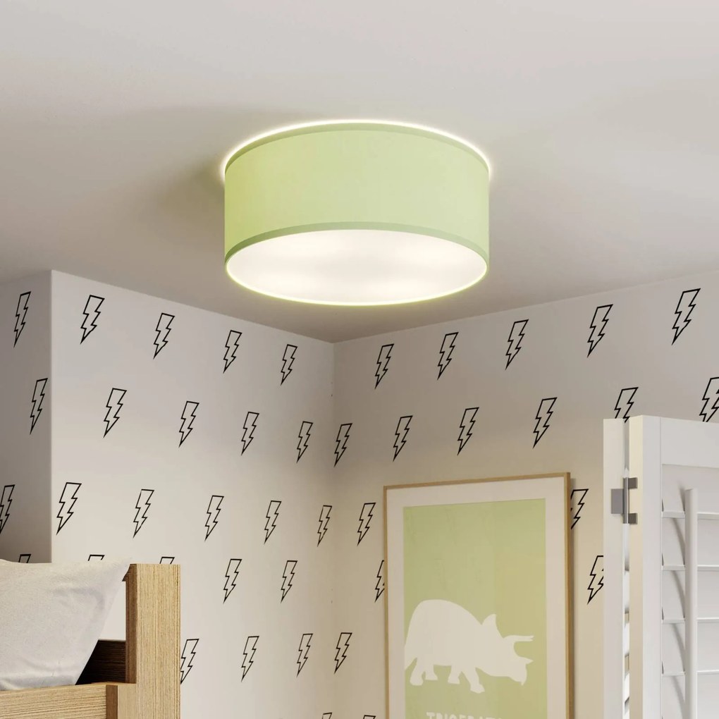 Plafoniera Rondo Kids TK Lighting, dimmerabile, Verde, Cameretta, Tessuto / Stoffa / Seta, Moderno, Plafoniera