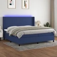 Letto a Molle Materasso e LED Blu 200x200cm in Tessuto 3138187