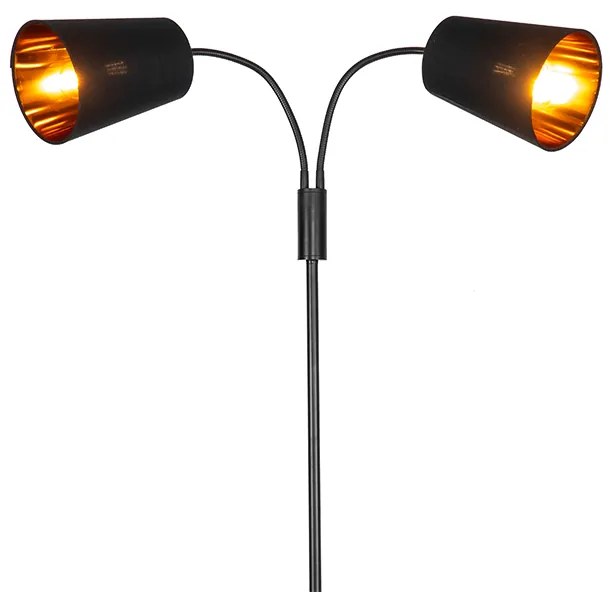Lampada da terra moderna nera 2 luci - Carmen