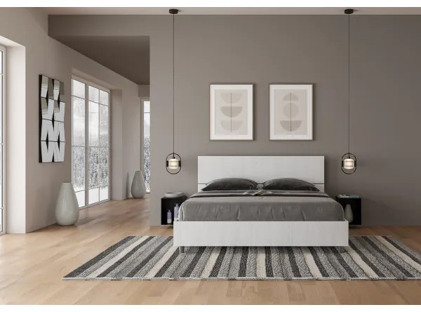 Letto matrimoniale senza rete 160x190 testata inclinata bianco frassino Demas