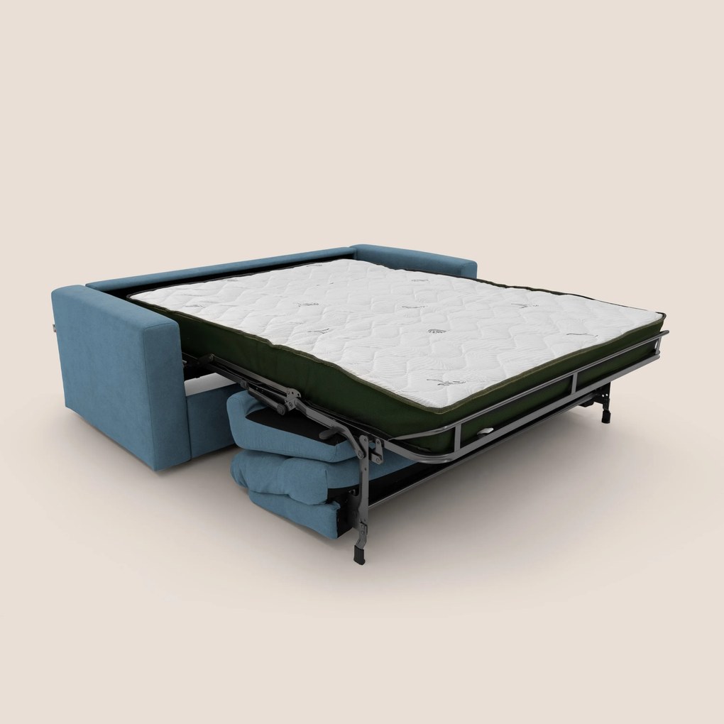 Paloma divano letto con materasso alto 18 cm con Aloe Vera in tessuto impermeabile blu