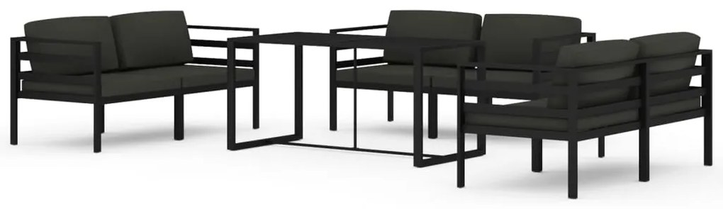 Set divani da giardino 7 pz con cuscini in alluminio antracite