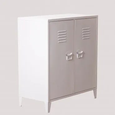 Credenza Armadietto A 2 Ante Pohpli In Acciaio Bianco - Sklum