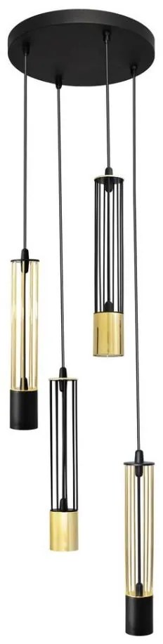 LED Lampadario su corda BARS 4xGU10/4,8W/230V nero/oro
