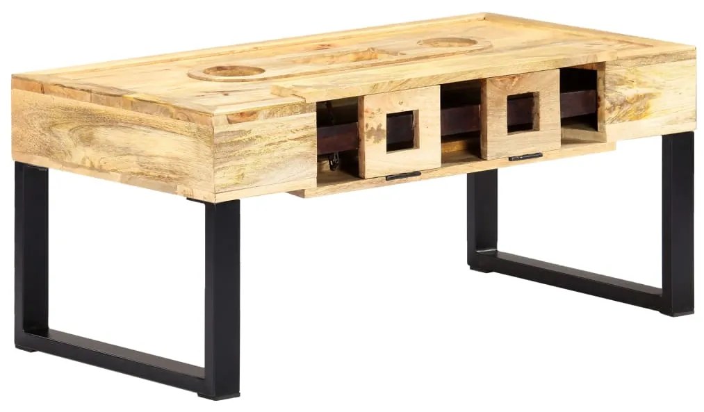 Tavolino Forma A Musicassetta 100x52x45cm Legno Massello Mango /