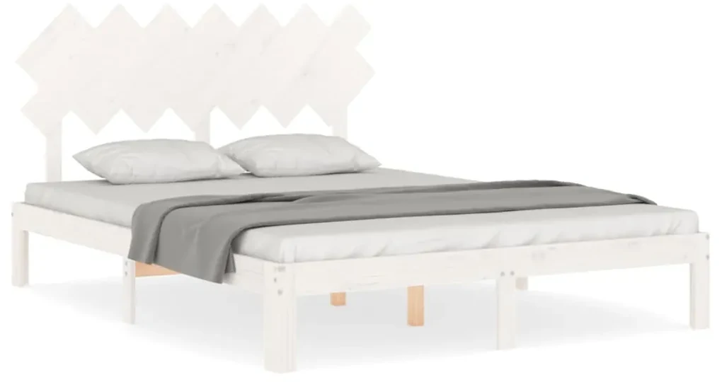 Giroletto con testiera bianco 140x190 cm in legno massello
