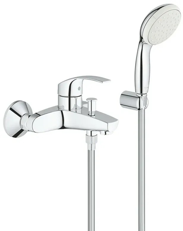 Miscelatore vasca doccia cromo Grohe Eurosmart completo di doccetta