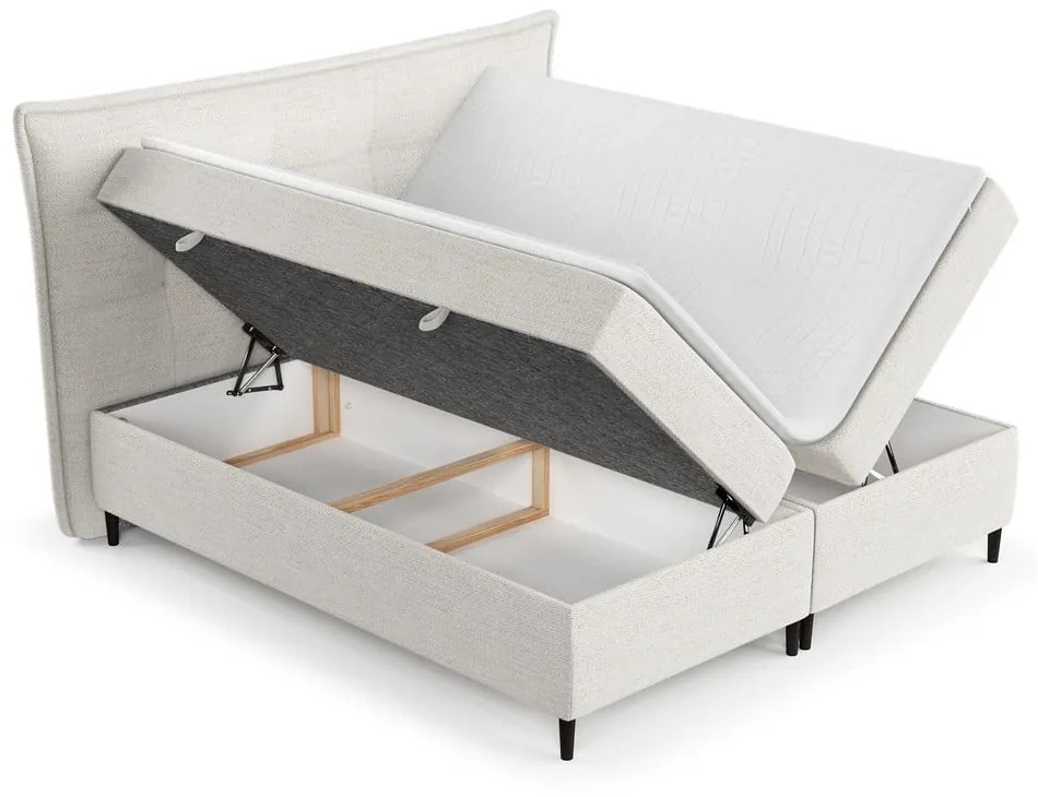 Letto boxspring crema con contenitore 140x200 cm Sinai - Maison de Rêve