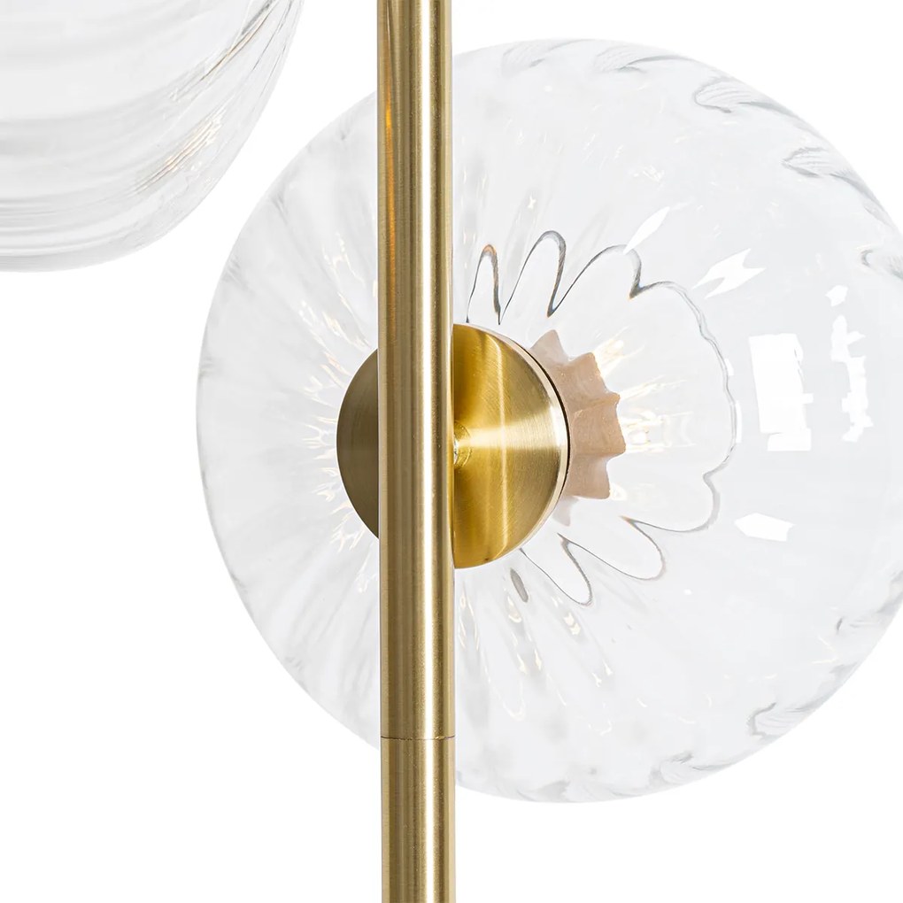 Lampada da terra Art Déco oro con vetro 3 luci - Ayesha