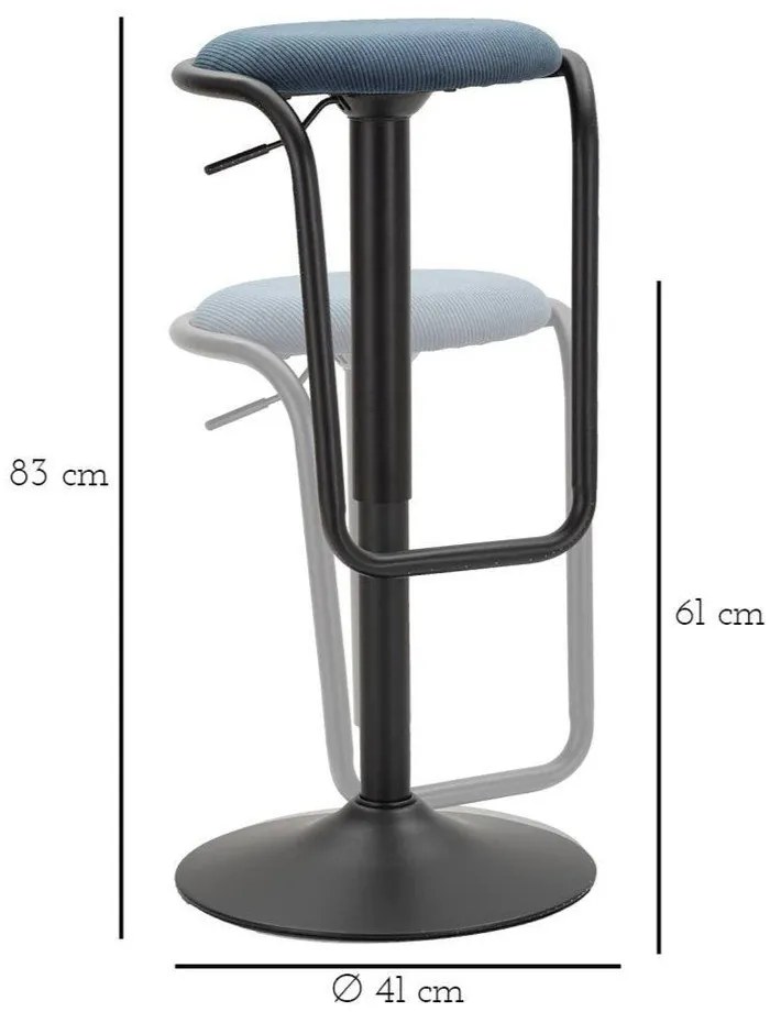 Sedia da bar color petrolio/nera in imbottito con altezza regolabile (altezza della seduta 61 cm) Destiny – Mauro Ferretti