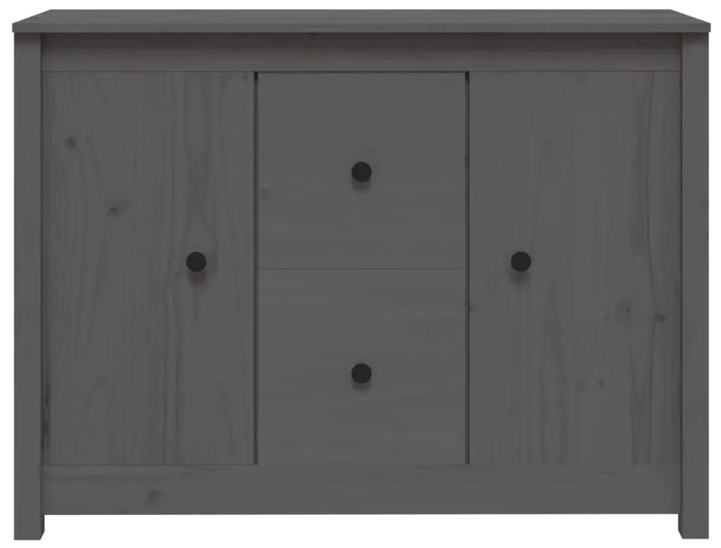 Credenza grigia 100x35x74 cm in legno massello di pino