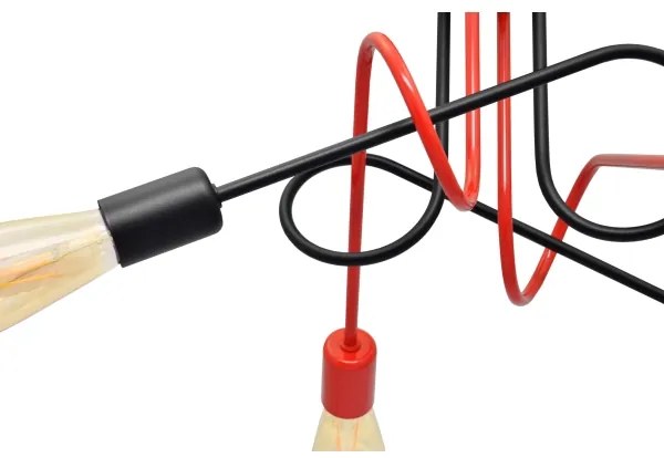 Lampadario a plafone OXFORD 4xE27/15W/230V nero/rosso