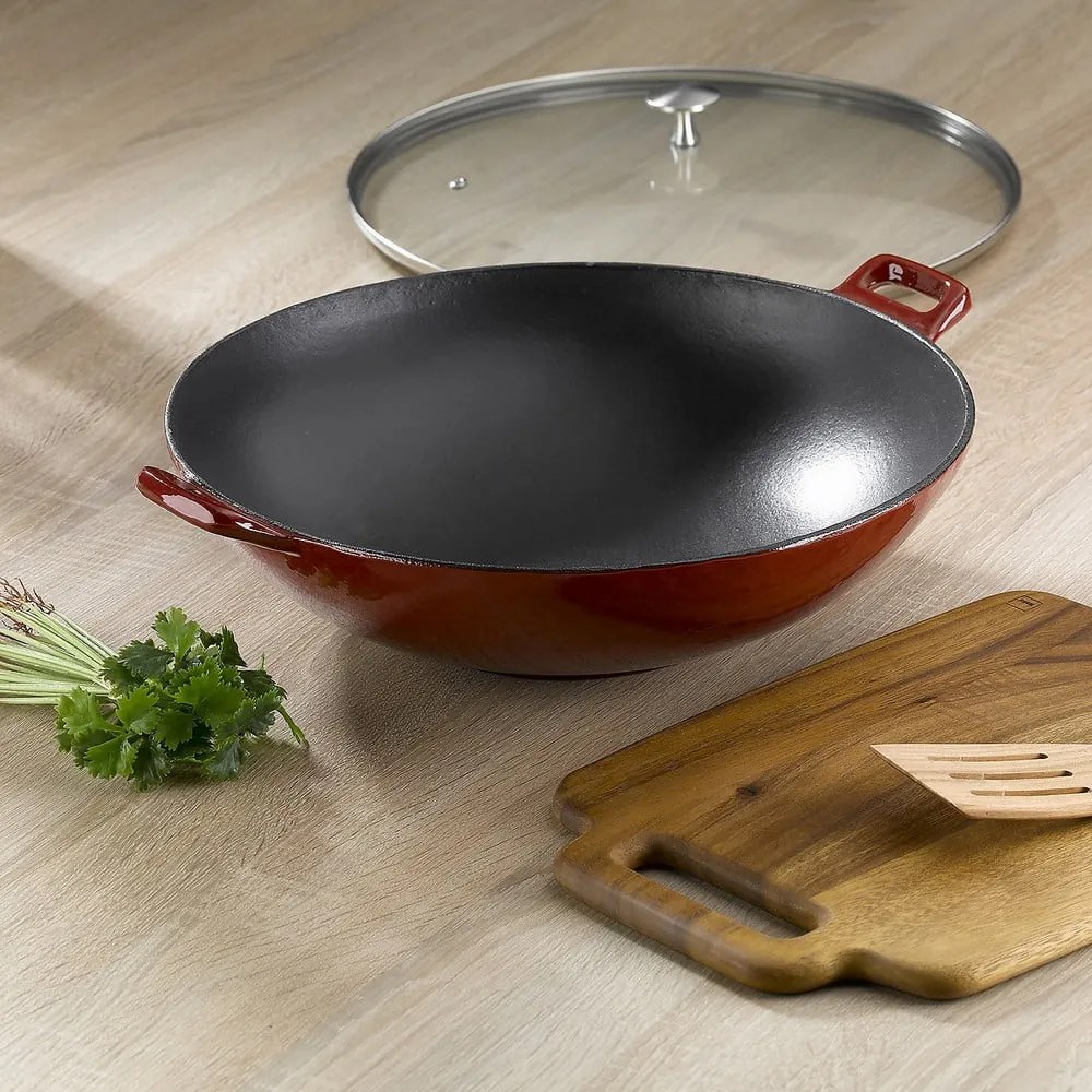 Padella WOK in ghisa rossa , ø 36 cm Calido - Kela