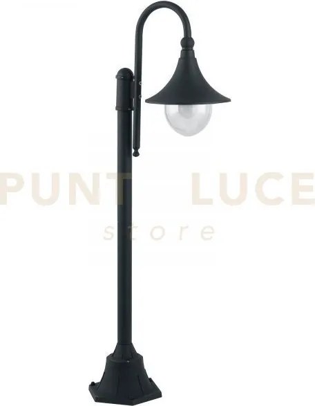 Paletto pavia nero 1 luce attacco e27 ip44 51x130cm in alluminio