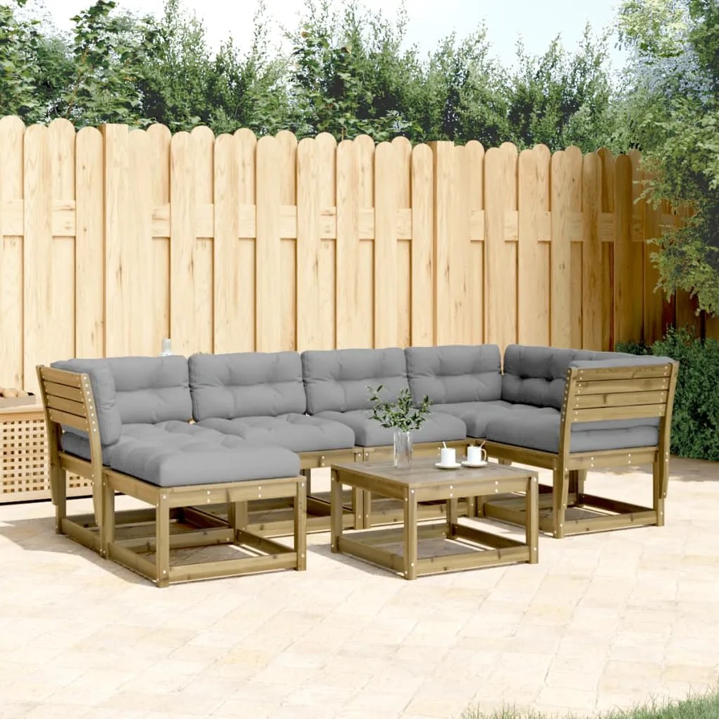 Set divani da giardino 6pz con cuscini legno impregnato di pino