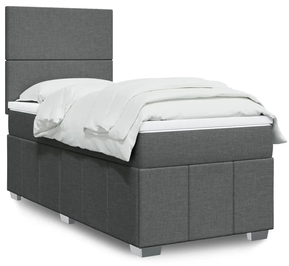 Giroletto A Molle Con Materasso Grigio Scuro 80x200 Cm Tessuto /