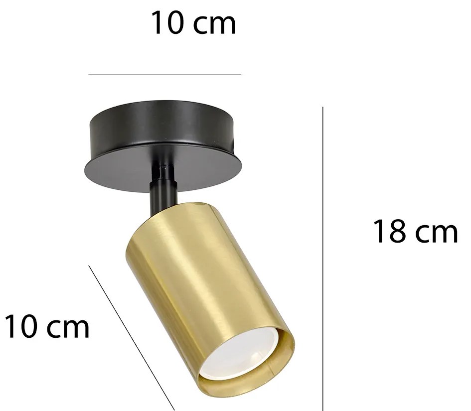 Spot Faretto Moderno Regolabile 1 Luce Guanyin A Cilindro In Acciaio Nero E Oro