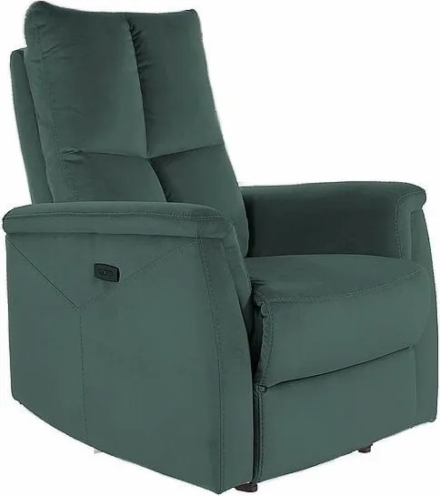 Poltrona reclinabile imbottita Neptun in velluto verde - H96