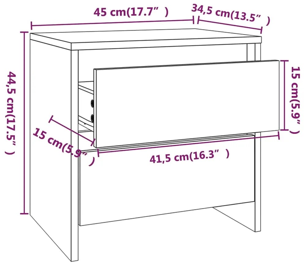 Comodini 2 pz Rovere Sonoma 45x34,5x44,5 cm in Truciolato