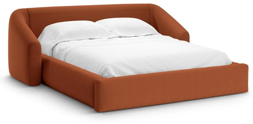 Letto matrimoniale imbottito color mattone con contenitore con rete inclusa 160x200 cm Campi – Cosmopolitan Design