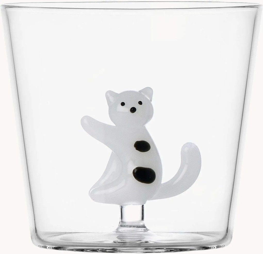Bicchiere in vetro borosilicato fatto a mano Tabby Cat