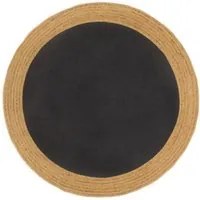 Tappeto Intrecciato Nero e Naturale 90 cm Juta e Cotone Rotondo cod mxl 71956