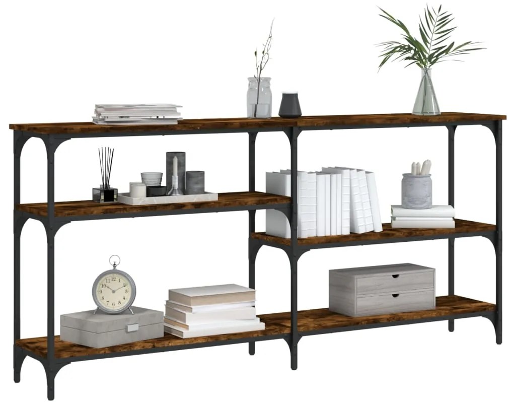 Tavolo consolle rovere fumo 160x29x75 cm in legno multistrato