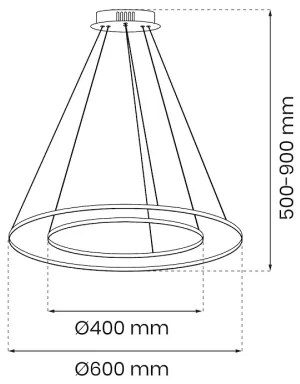 Lampadario LED a sospensione con filo HOOP LED/51W/230V diametro 60 cm 4000K oro