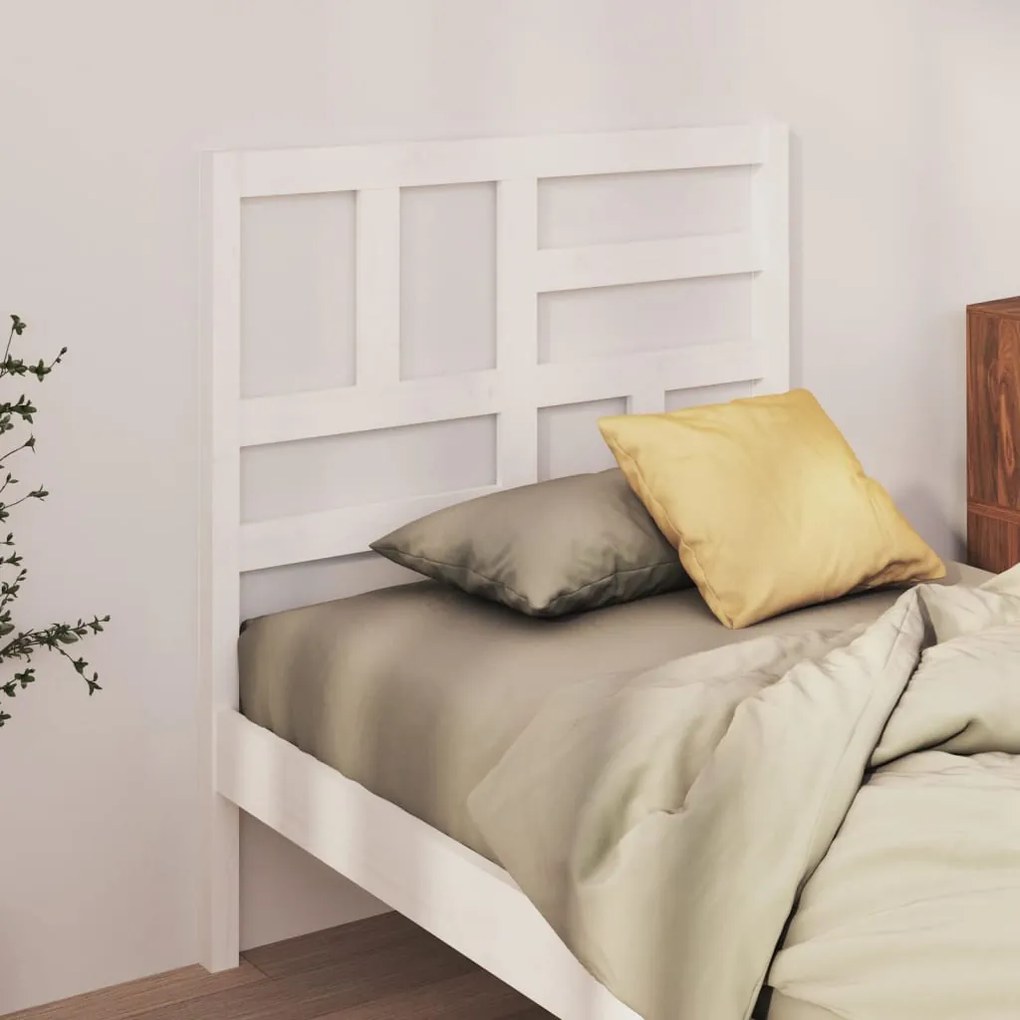 Testiera Per Letto Bianca 96x4x104 Cm İn Legno Massello Di Pino /