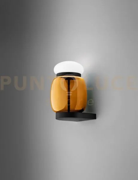 Faro applique a parete s ambra scura bianco montatura nero opaco 2 ...