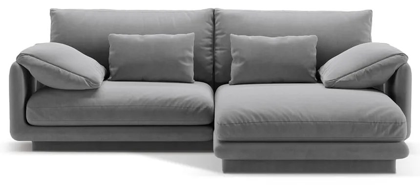 Divano angolare in grigio chiaro (con penisola a destra/con chaise lounge) con rivestimento in velluto Torino – Micadoni