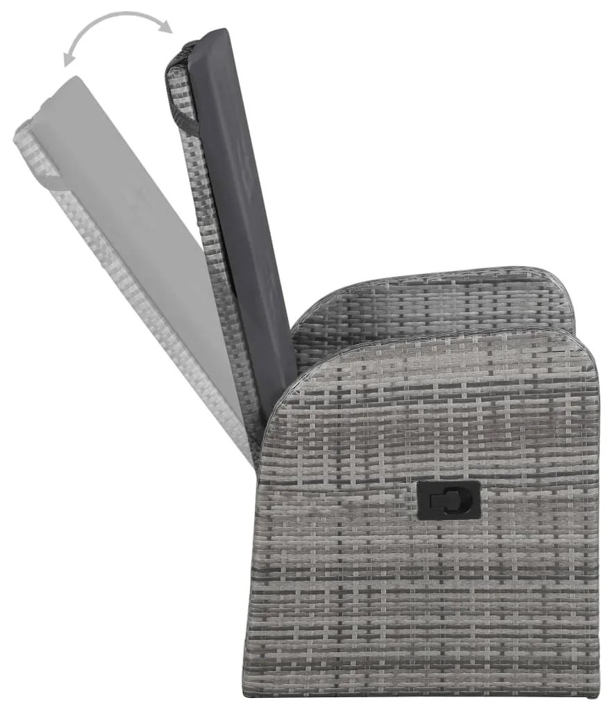 Set da pranzo da giardino 7 pz con cuscini grigio