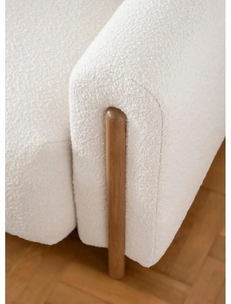 Divano avorio allungabile/con contenitore e rivestimento in bouclé 244 cm Arcadova – ELTAP