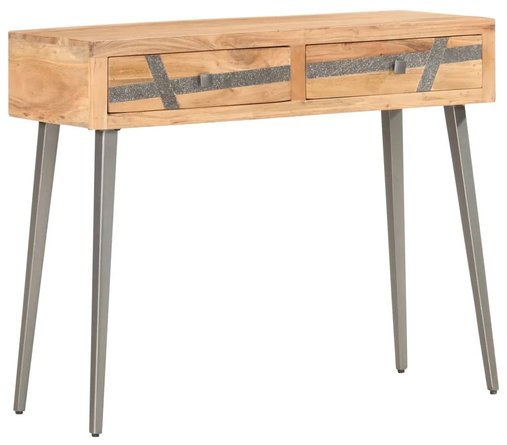 Tavolo Consolle 90x30x75 Cm İn Legno Massello Di Acacia /