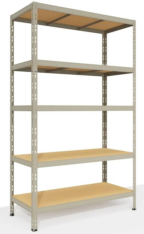 Scaffale in kit 5 ripiani L 100 x P 49 x H 200 cm grigio, portata per ripiano 300 kg