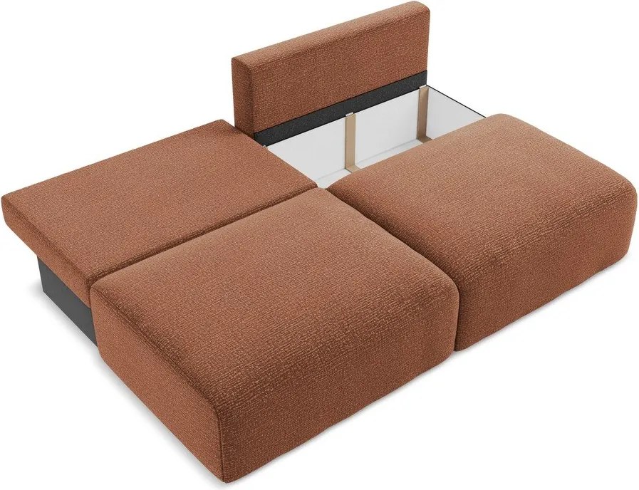 Divano color mattone allungabile/con contenitore 216 cm Kalena – Makamii