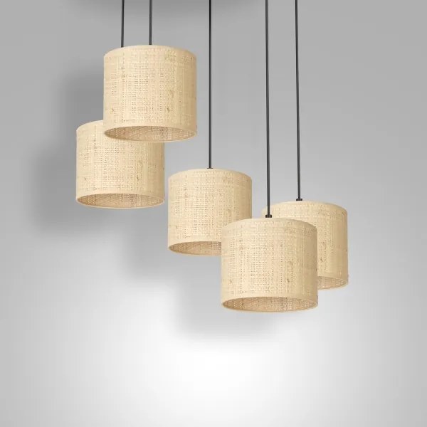 Lampadario a sospensione con filo RATTAN 5xE27/60W/230V rattan