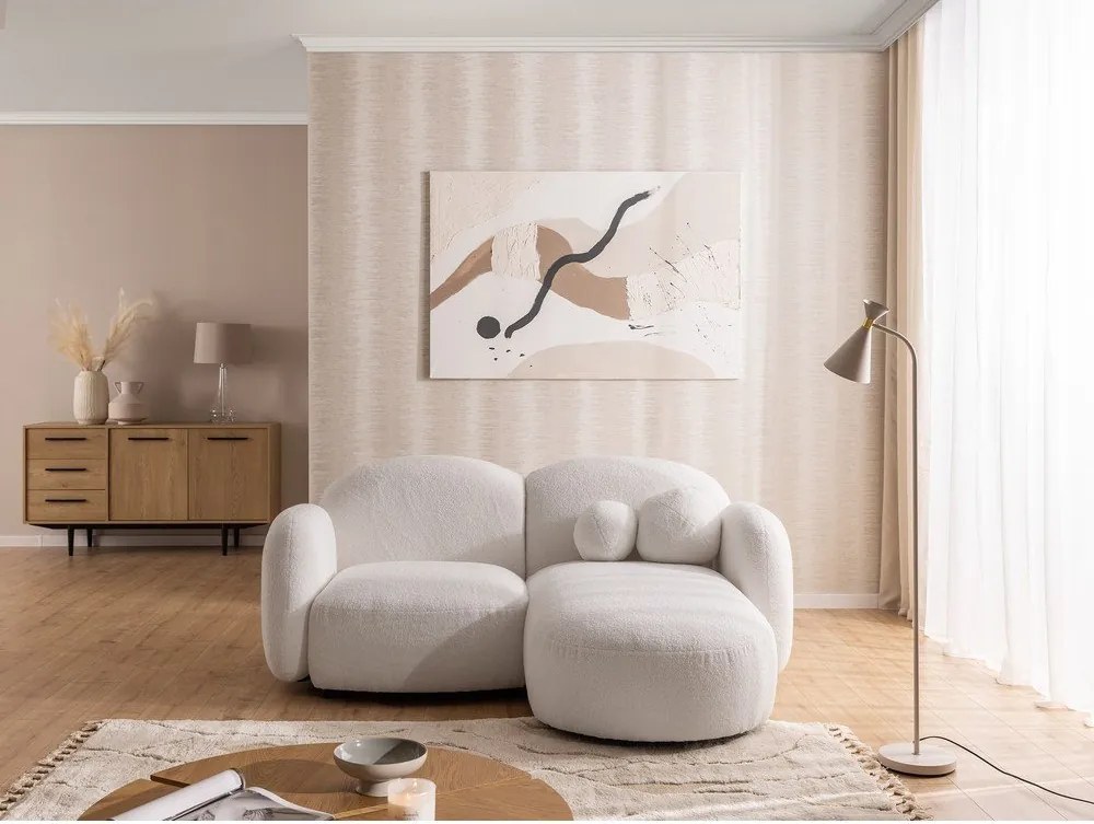 Divano angolare color crema (con penisola a destra/con chaise lounge) con rivestimento in bouclé Orbit – Ropez