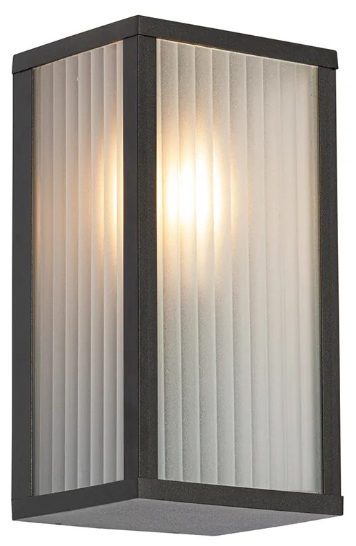 Lampada da parete per esterni nera con vetro a coste IP44 - Charlois