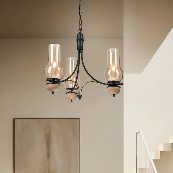 Brilagi - LED Lampadario a sospensione con catena COTTAGE 3xE14/40W/230V faggio/marrone