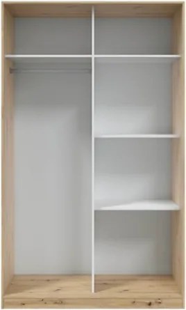 Armadio Guardaroba Appendiabiti 2 Ante Scorrevoli 120 Cm Rovere Nodi Bianco TOP120W