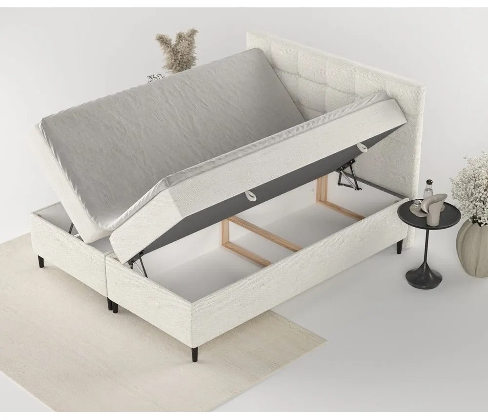 Letto boxspring crema con contenitore 140x200 cm Urbaneo - Maison de Rêve
