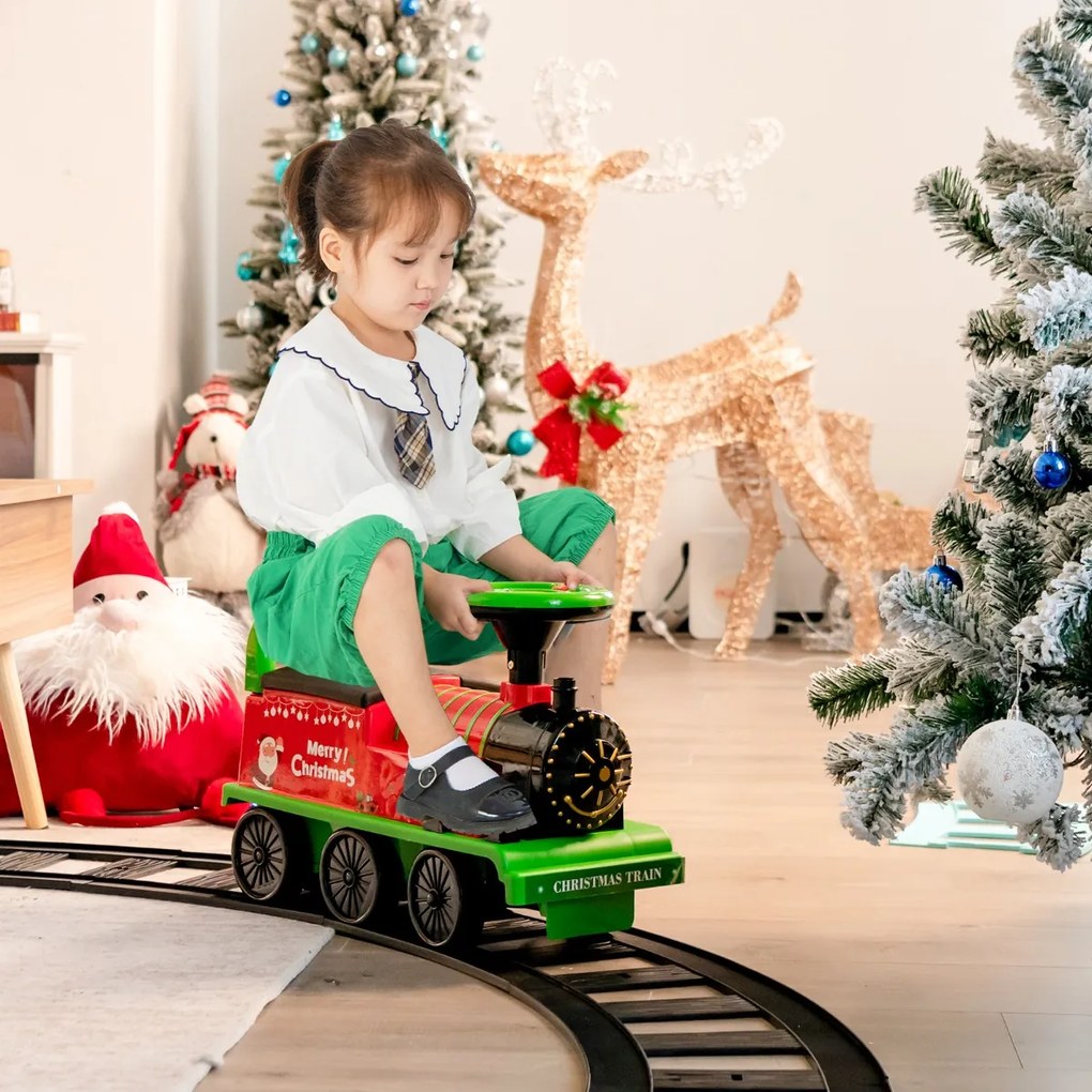 Costway Treno elettrico con 16 pezzi di binari luci e suoni per bambini, Giocattolo per ragazzi e ragazze anni 3+ 4 Colori